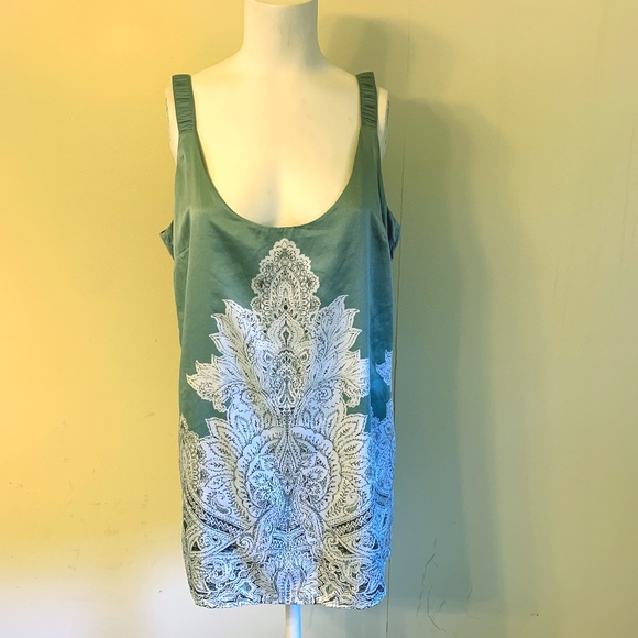 Soft Surroundings Tops - Soft Surroundings Silky Blue Lace Print Tank Top M